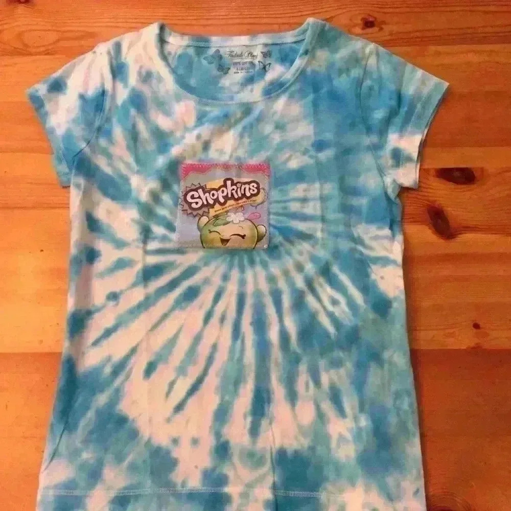 New! Shopkins Faded Glory  Hand tie dyed shirt girls L